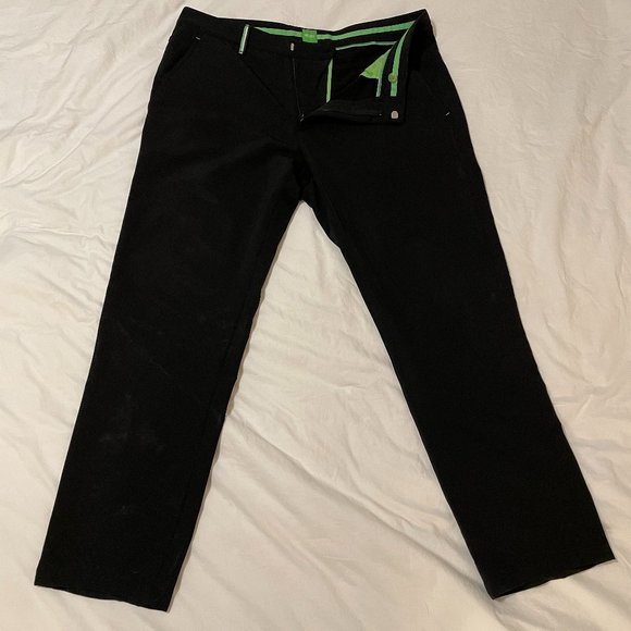 Black Hugo Boss Golf Pants w/ green belt loops 36W - Picture 1 of 2